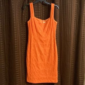 Pumpkin orange lace shift dress